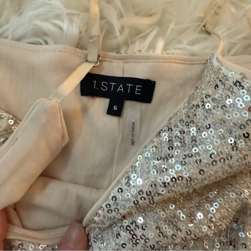 1.State | Champagne Sequin Mini Slip Dress NWT - Picture 9 of 9